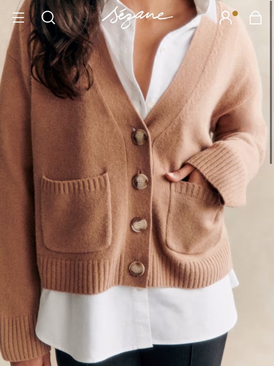 Sezane Sweaters - NEW • Sezane • Jady Classic V-Neck Pocket Button Cardigan Sweater - Camel